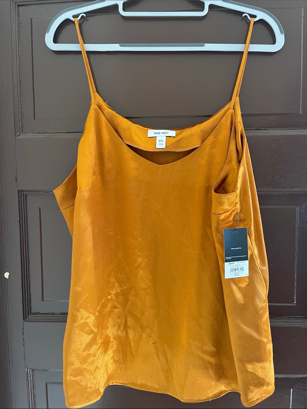 XXL Nine West Satin Amber-Orange Spaghetti Strap Cami